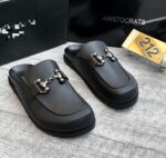 Aristocrats Black Leather Slip-On Loafers
