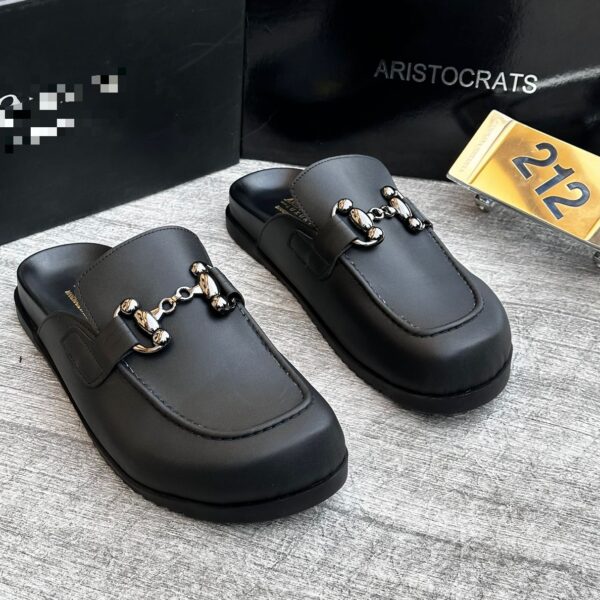 Aristocrats Black Leather Slip-On Loafers