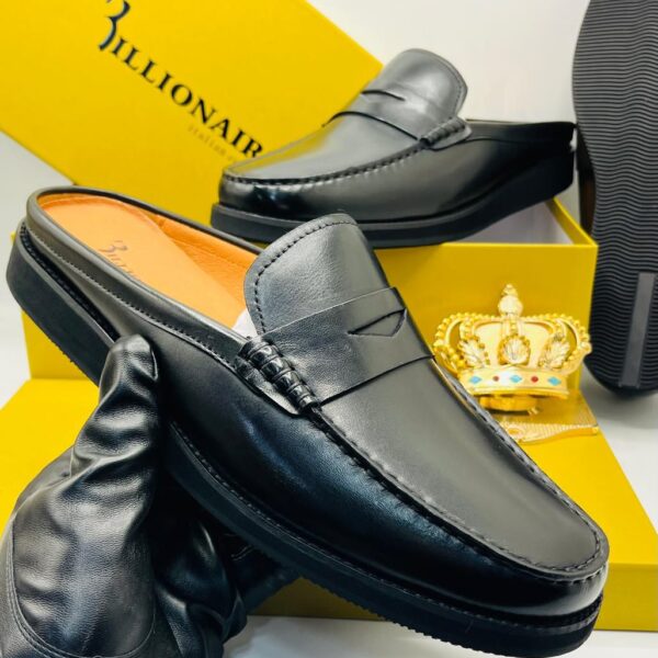 Billionaire Black Leather Half Shoes
