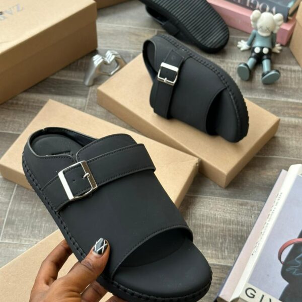 Black Buckled Slides (Pam Slippers) for Men