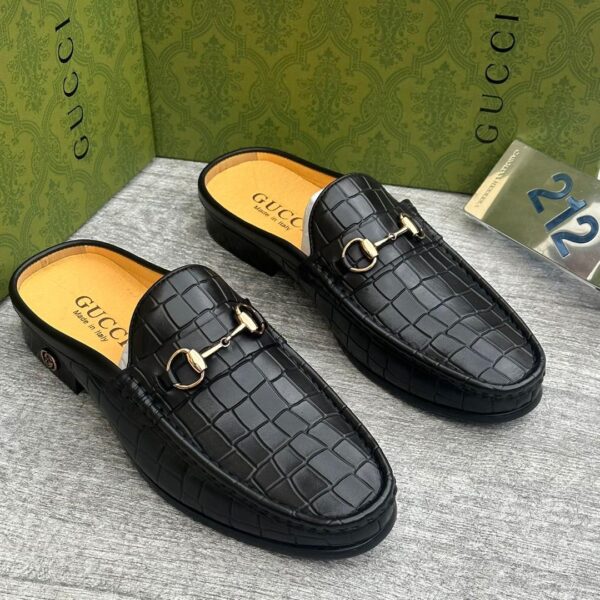 Black Crocodile-Embossed Horsebit Loafers