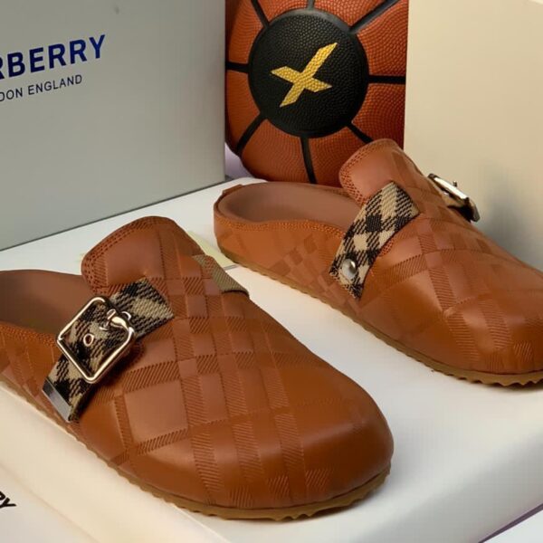 Burberry Check-Pattern Buckled Mules
