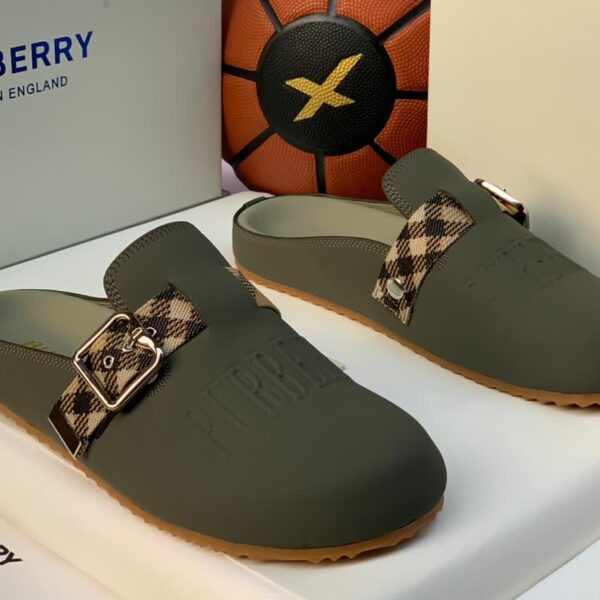 Burberry Suede Half Shoes with Check Strap