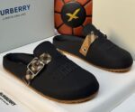 Burberry Suede Half Shoes with Check Strap & Silver Buckle
