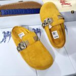 Burberry Suede Mule Loafers with Buckle Strap