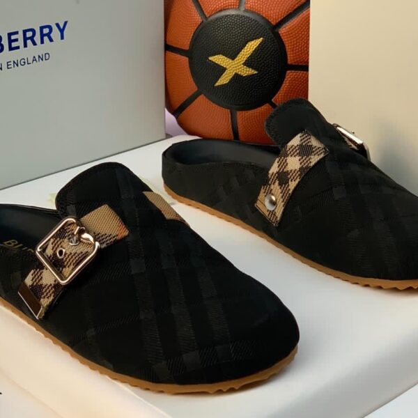 Burberry Urchin Check Suede Mules