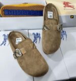 Burberry Urchin Suede Mules with Check-Embossed Design