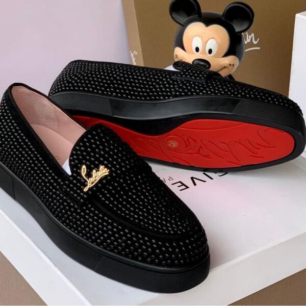 Christian Louboutin Black Studded Loafers