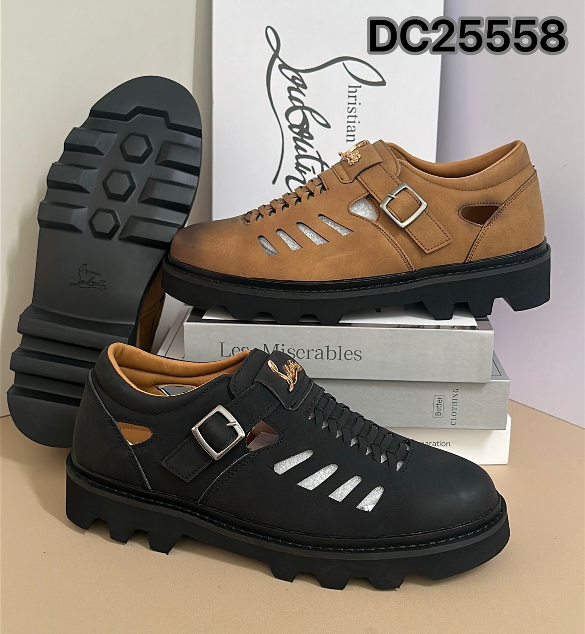Christian Louboutin Cutout Leather Shoes with Buckles Christian Louboutin Cutout Leather Shoes with Buckles