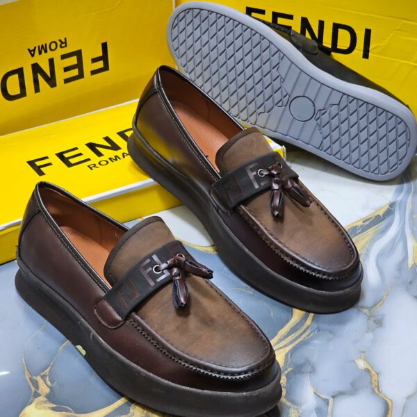 Fendi Brown Tassel Rubber Sole Loafers