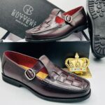 Gianfranco Butteri Leather Shoes with Woven Strap & Buckle