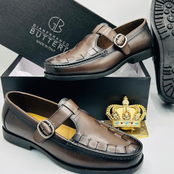 Gianfranco Butteri Men’s Brown Leather Buckle Loafers