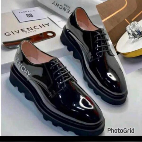 Givenchy Black Patent Leather Derby Shoes with Lug Sole