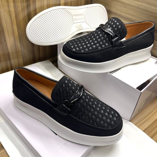 Hermès Woven Men’s Fashion Shoes with Metallic H Buckle