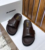 Jil Sander Men’s Leather Slides with Adjustable Strap
