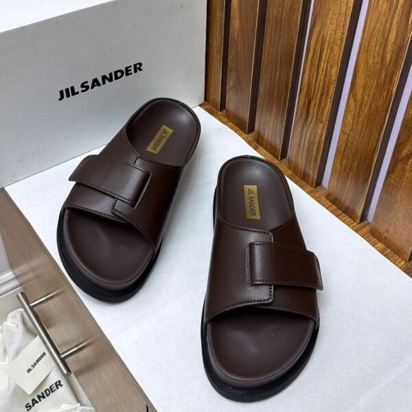 Jil Sander Men’s Leather Slides with Adjustable Strap