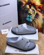 Jil Sander Minimalist Leather Slides with Velcro Strap