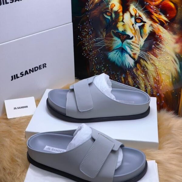 Jil Sander Minimalist Leather Slides with Velcro Strap