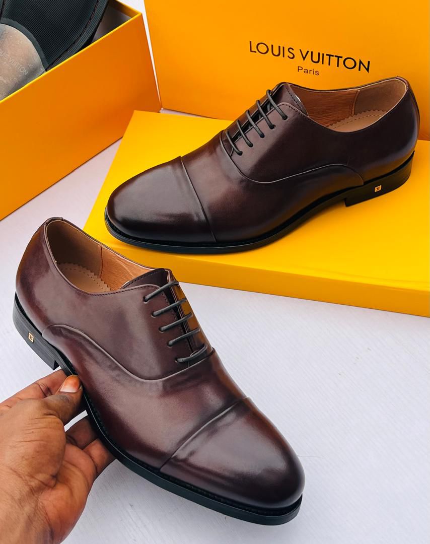 Louis Vuitton Varenne Richelieu Brown Leather Cap-Toe Dress Shoes Louis Vuitton Varenne Richelieu Brown Leather Cap-Toe Dress Shoes