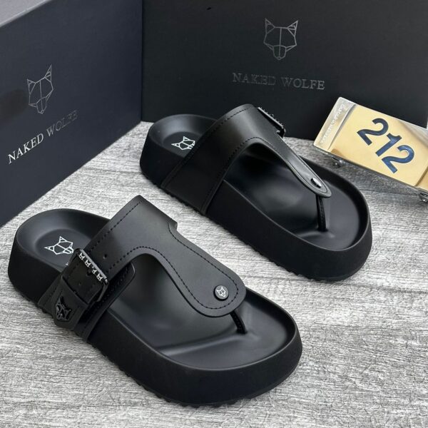 Naked Wolfe Black Platform Thong Sandals