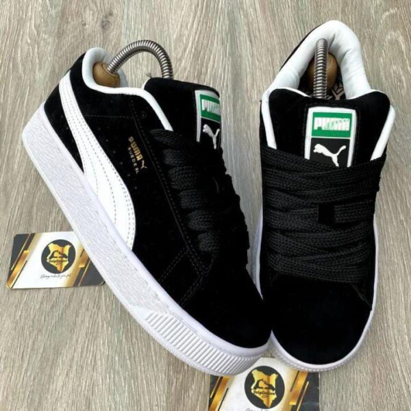 Puma Suede XL Black Sneakers with White Formstrip