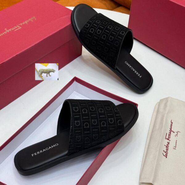 Salvatore Ferragamo Monogram Jacquard Slide Sandals