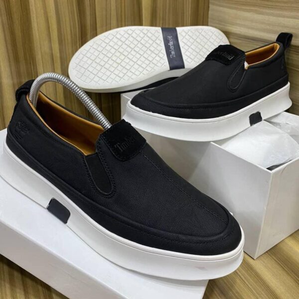 Timberland Black Slip-On Sneakers with White Platform Sole