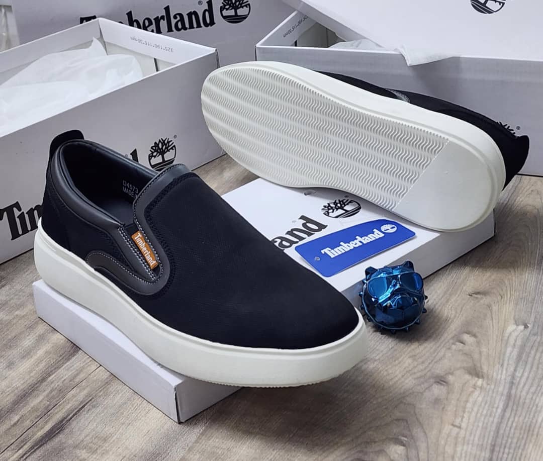 Timberland Men’s Leather Slip-On Shoes with White Sole Timberland Men’s Leather Slip-On Shoes with White Sole