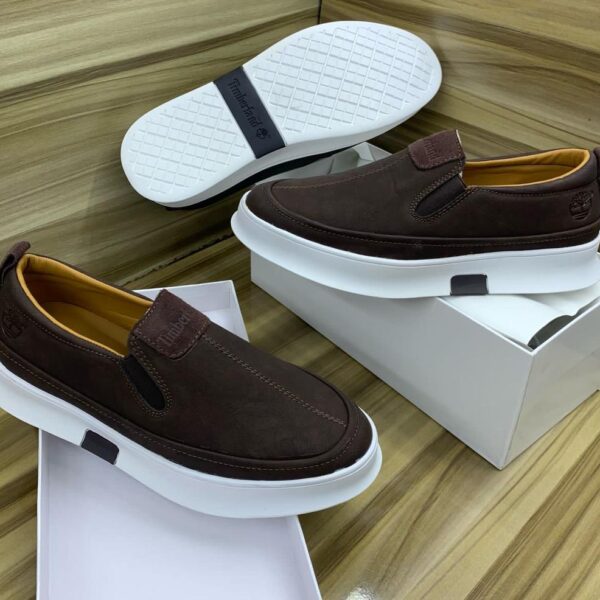 Timberland Royal Smooth Coffee Slip-On Shoes with White Sole