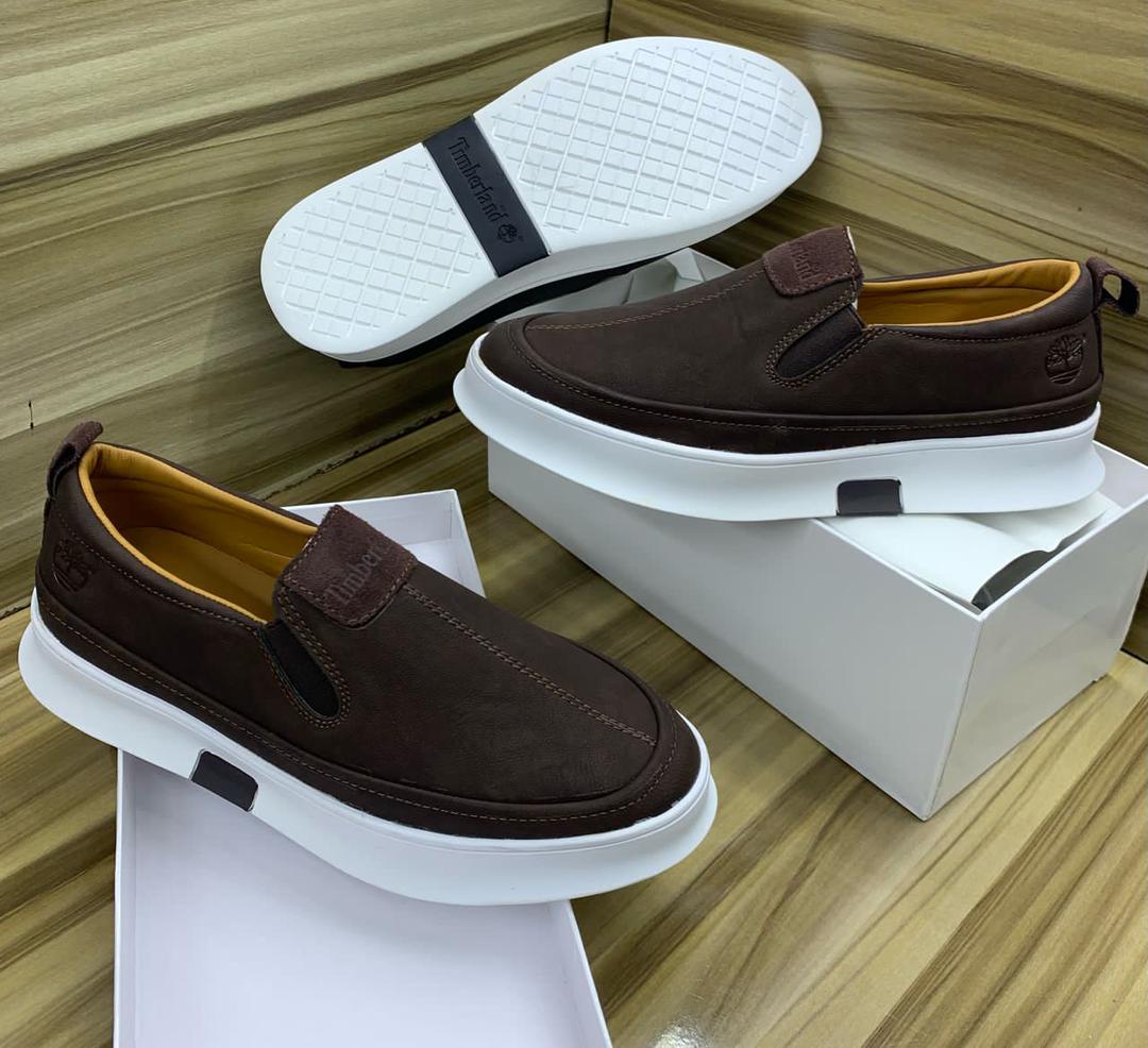 Timberland Royal Smooth Coffee Slip-On Shoes with White Sole Timberland Royal Smooth Coffee Slip-On Shoes with White Sole
