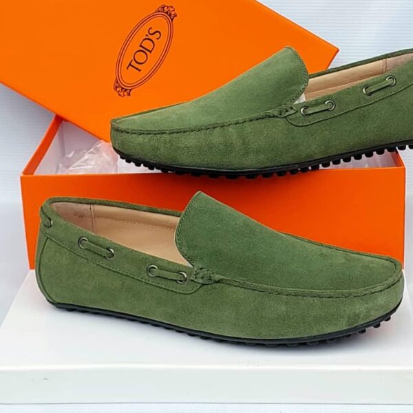 Tod’s Green Suede Driving Loafers