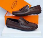 Tod’s Men’s Leather Tassel Loafers with Rubber Pebble Sole