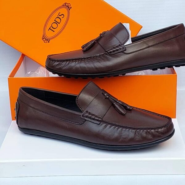 Tod’s Men’s Leather Tassel Loafers with Rubber Pebble Sole