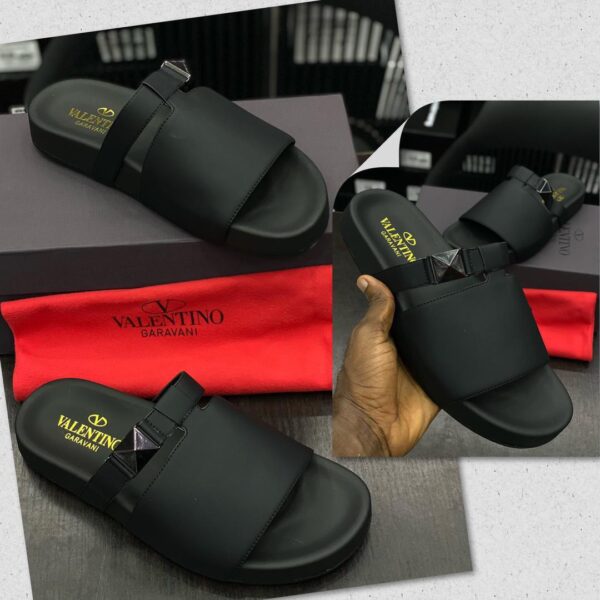 Valentino Garavani Black Palm Slippers
