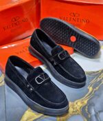 Valentino Garavani Black Suede Loafers with Signature Hardware