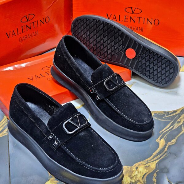 Valentino Garavani Black Suede Loafers with Signature Hardware