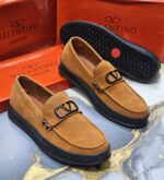 Valentino Garavani Tan Suede VLogo Loafers