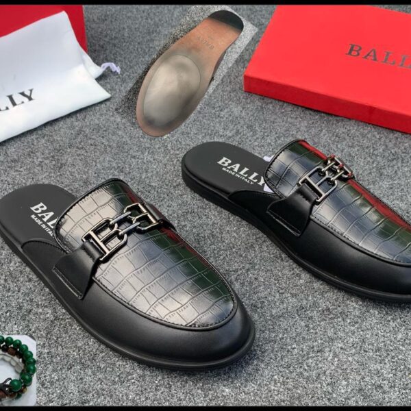 Bally Croc-Embossed Leather Mules