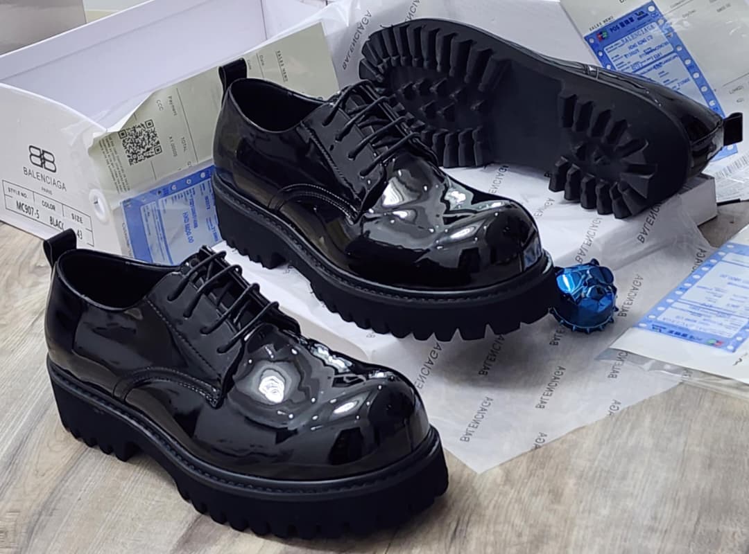 Black Patent Leather Lug-Sole Derby Shoes Black Patent Leather Lug-Sole Derby Shoes