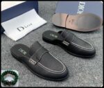 Dior Black Pebbled Leather Mules