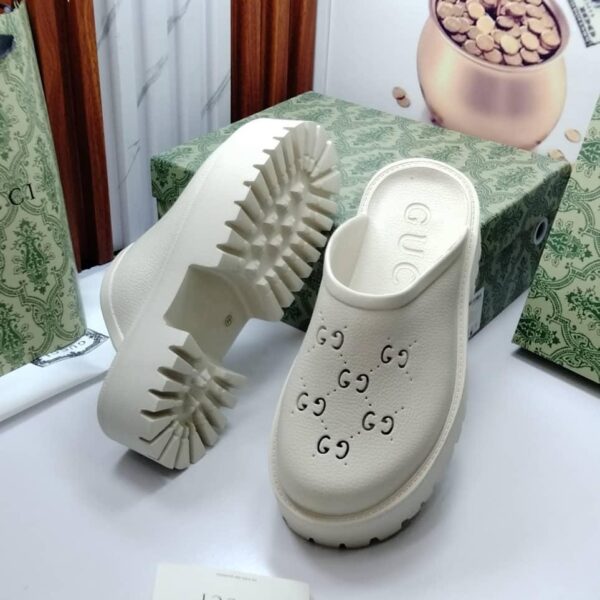 Gucci GG-Perforated White Rubber Clogs