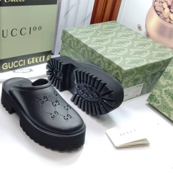 Gucci Perforated G Rubber Platform Clog