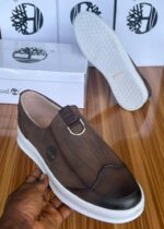 Timberland Brown Suede Slip-On Loafers with Metal Buckle