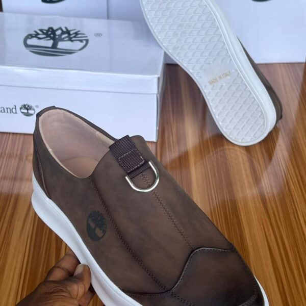 Timberland Brown Suede Slip-On Loafers with Metal Buckle
